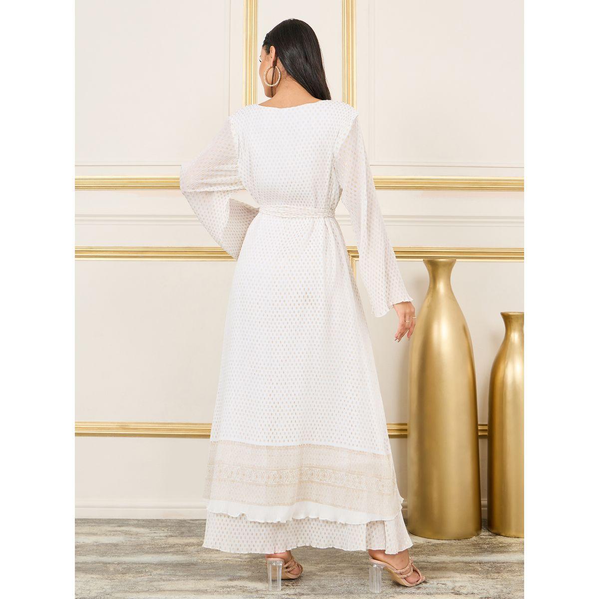 جلابية بليسيه بطبعة فويل مع اربطة-women-arabicclothing-jalabiyas-image-4