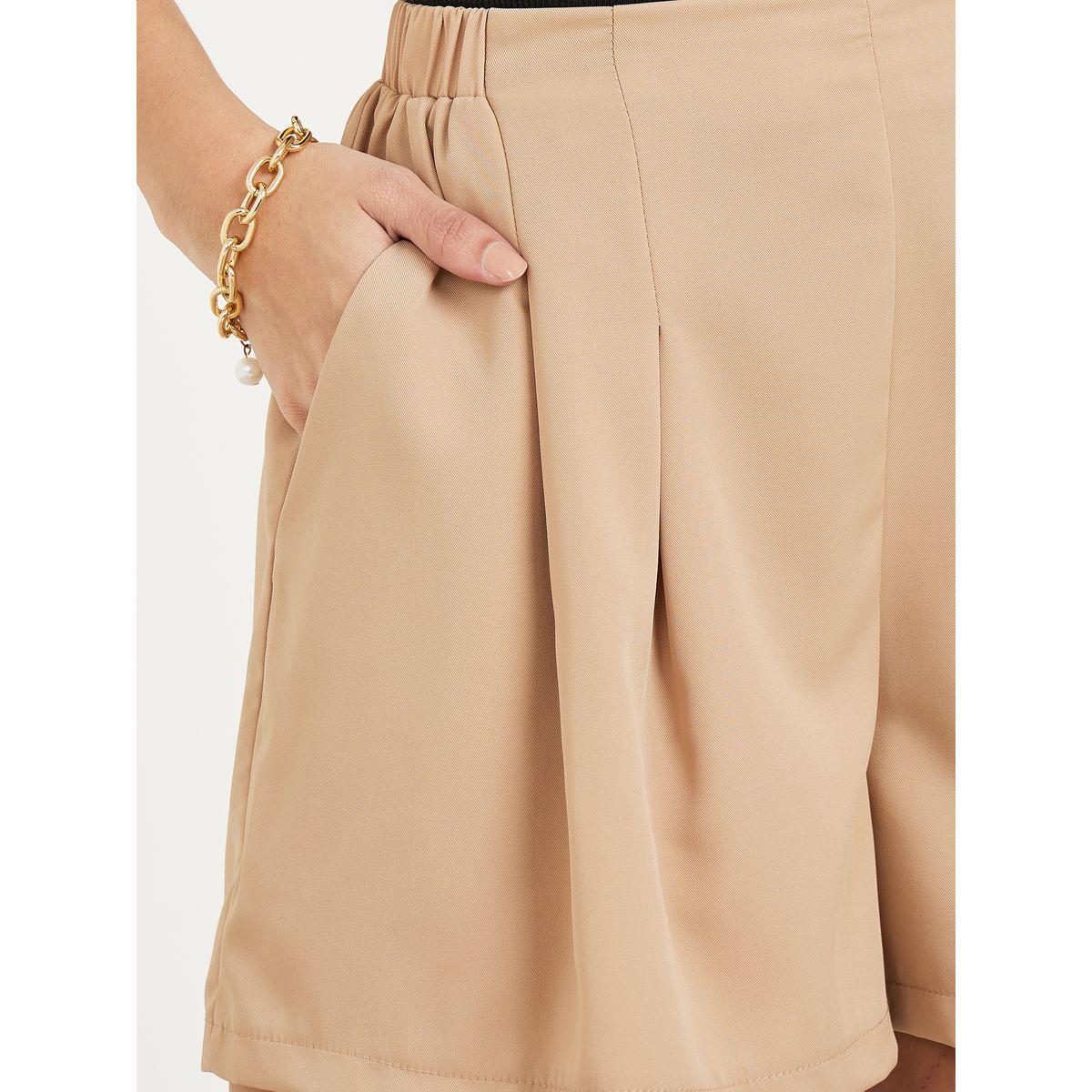 Styli Pleated Front Shorts with Pockets-women-clothing-bottoms-shorts-image-3