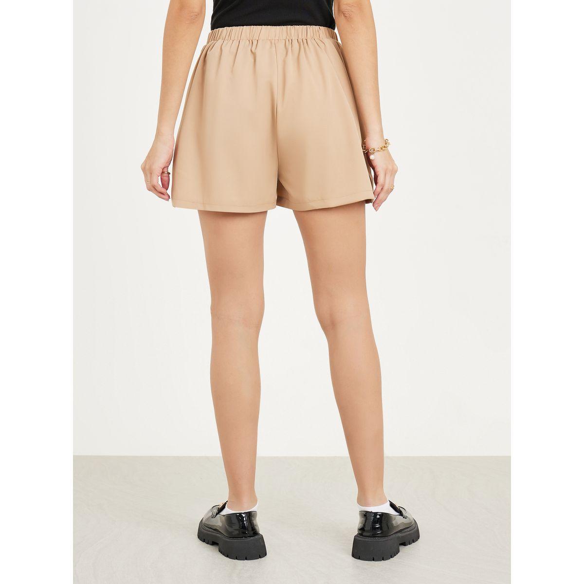 Styli Pleated Front Shorts with Pockets-women-clothing-bottoms-shorts-image-4