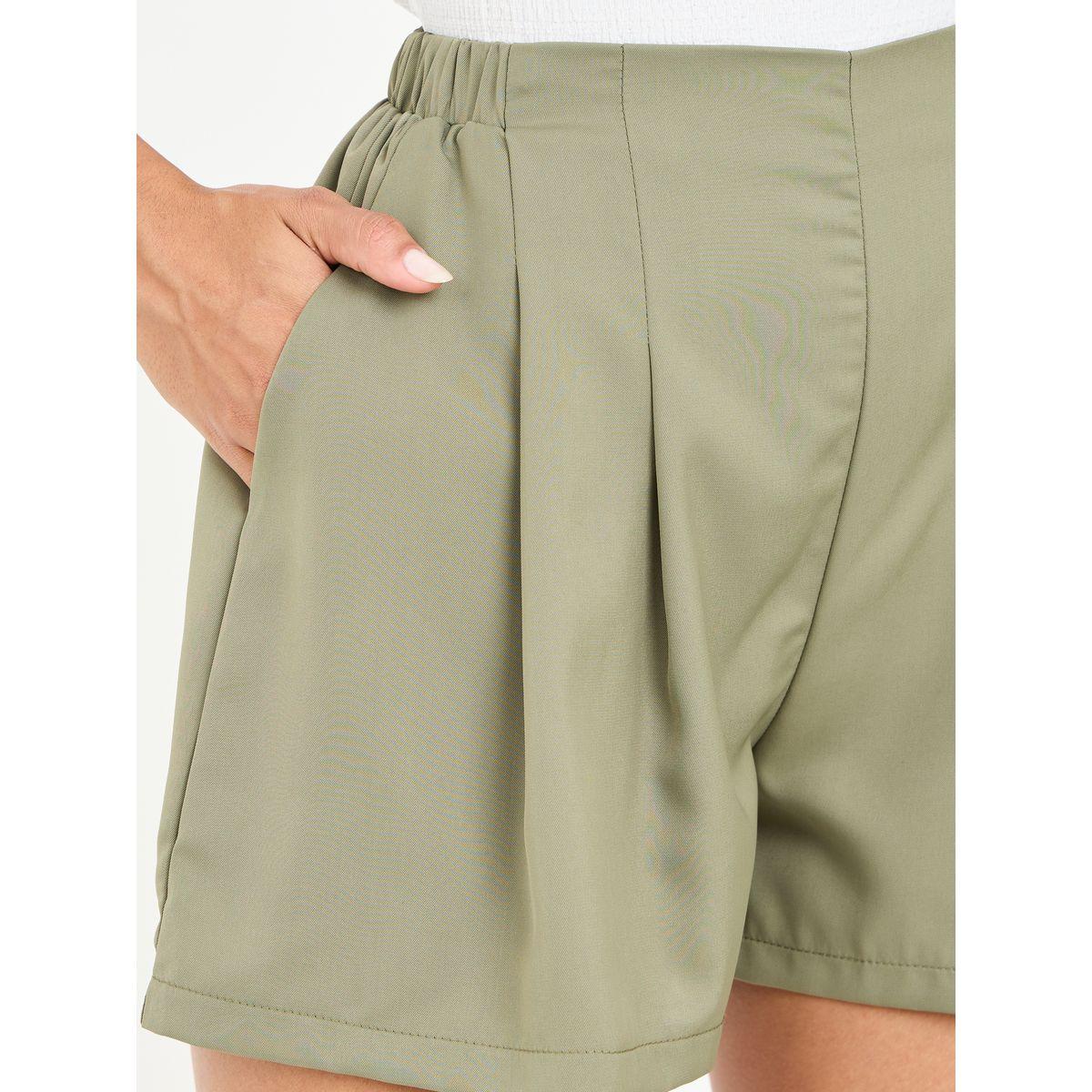 Styli Box Pleated Elasticated Waist Shorts-women-clothing-bottoms-shorts-image-3