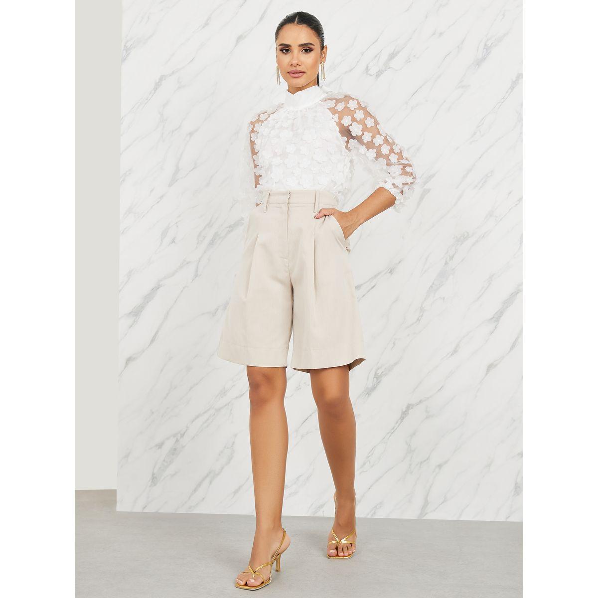 Styli Solid Pleated Semi Formal Shorts-women-clothing-bottoms-shorts-image-2