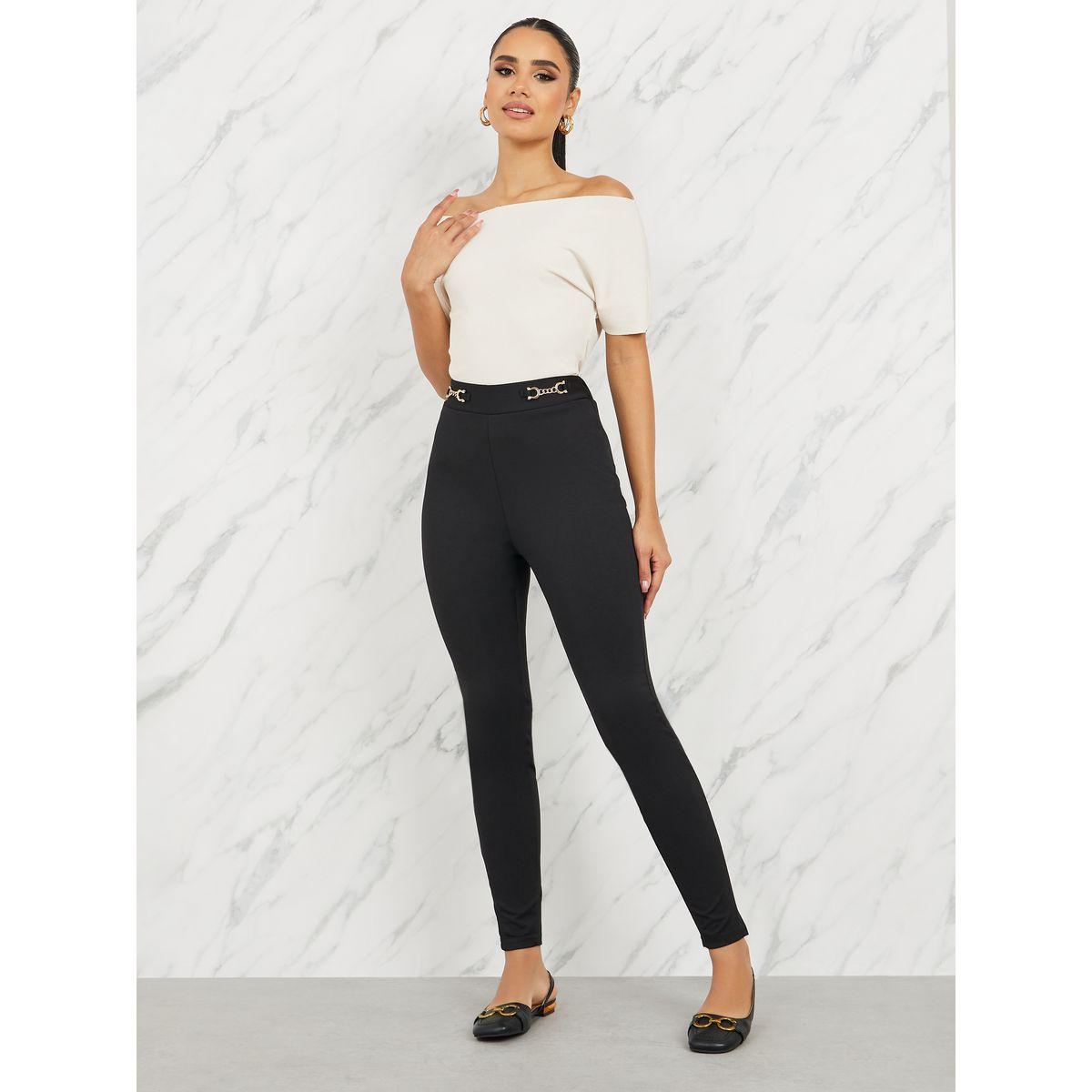 Styli Chain Accent Waistband Ankle Length Tregging-women-clothing-bottoms-leggings-image-2