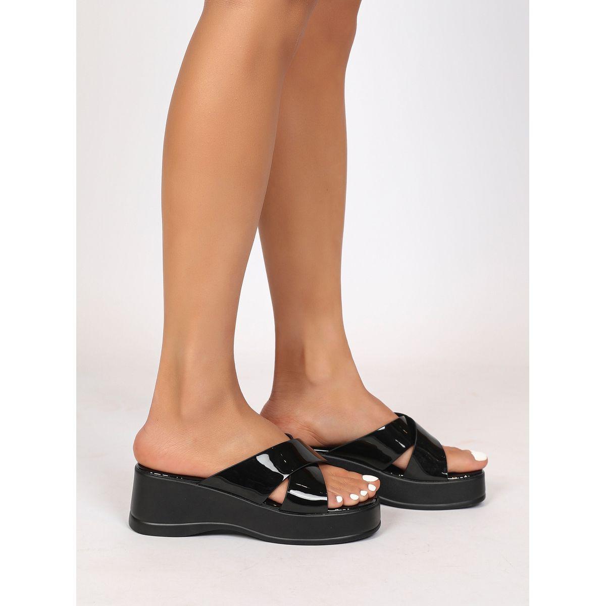 Sneak-a-Peek X Styli Solid Cross Strap Wedge Heel Sandals-women-shoes-heels-image-3
