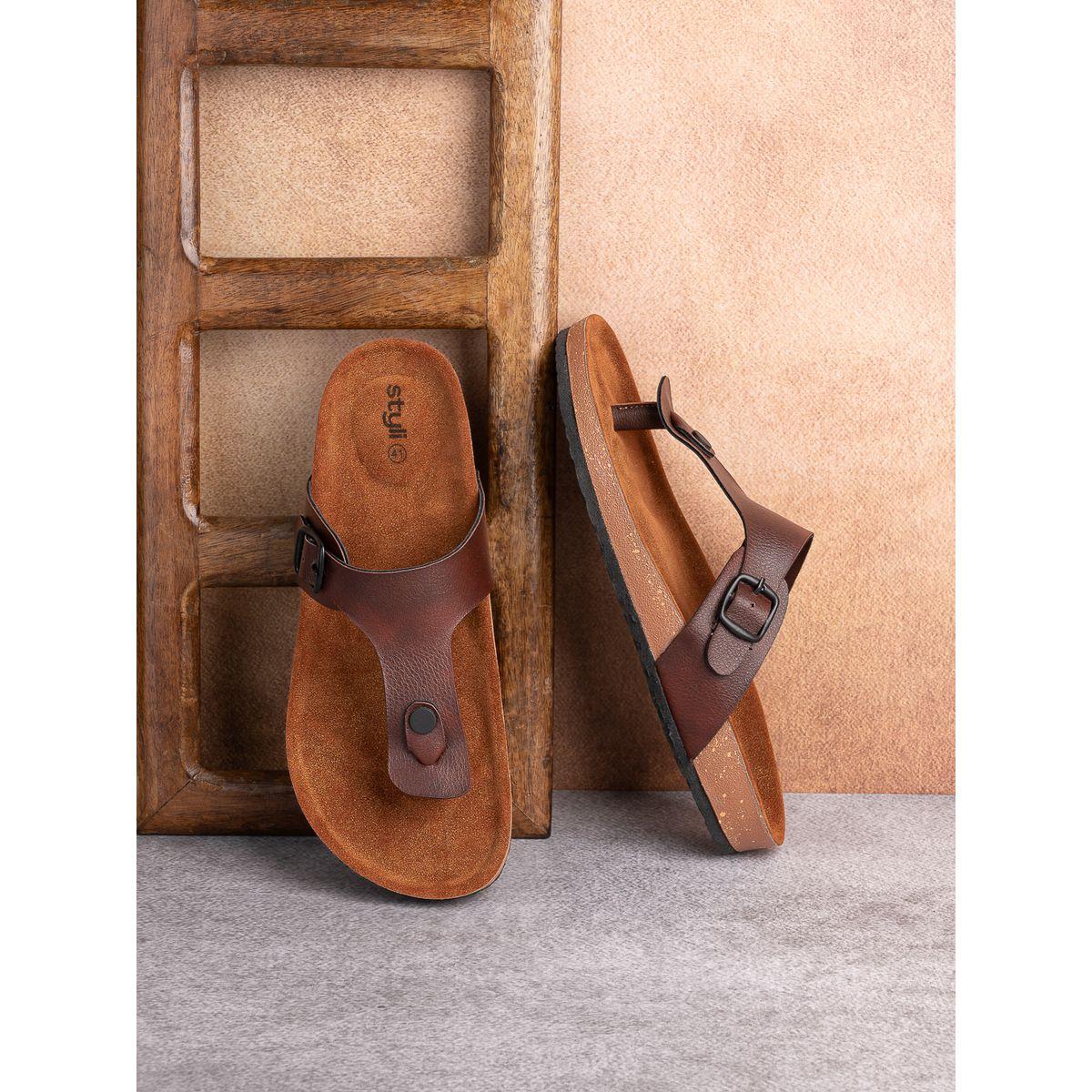 Styli Buckle T Strap Thick Sole Casual Sandal-men-shoes-sandals-image-1
