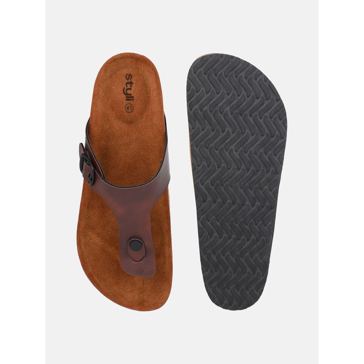 Styli Buckle T Strap Thick Sole Casual Sandal-men-shoes-sandals-image-3