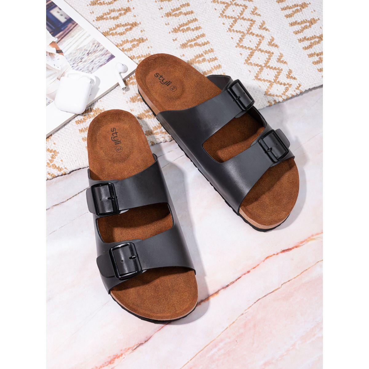Styli Buckle Double Strap Thick Sole Casual Sandals-men-shoes-sandals-image-1