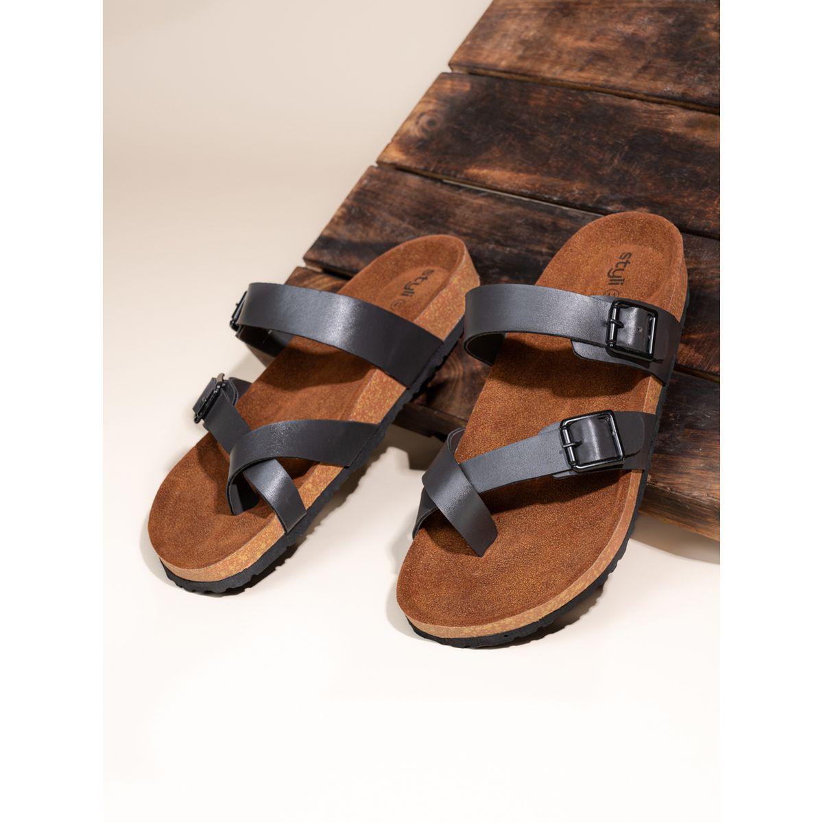 Styli Toe Loop Buckle Double Strap Casual Sandals-men-shoes-sandals-image-1