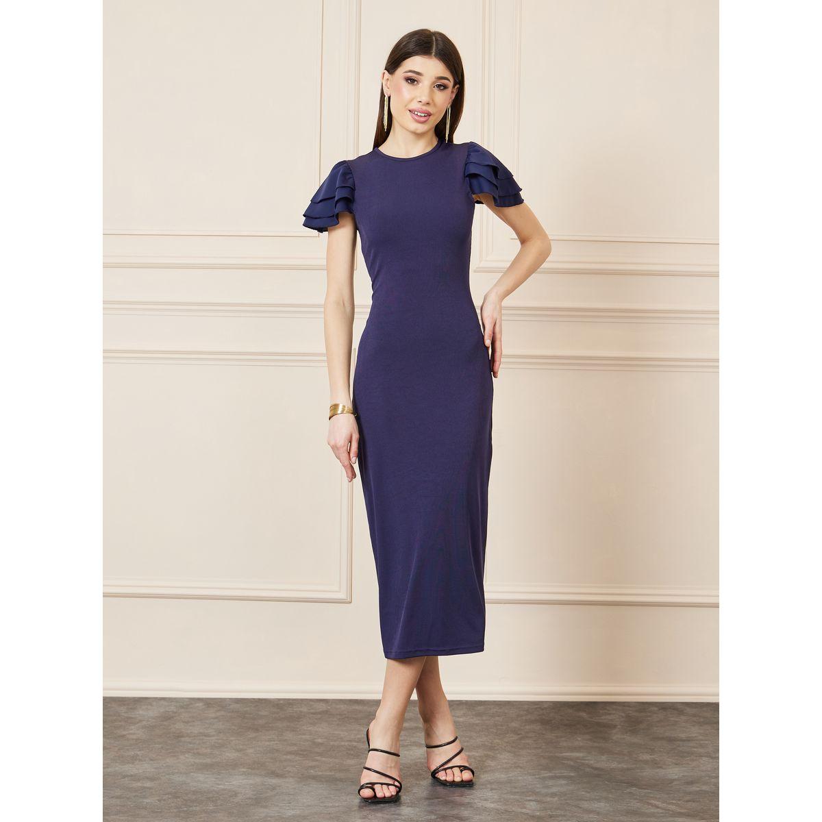 فستان ميدي ضيق مع اكمام بطبقات-women-clothing-dresses-image-1