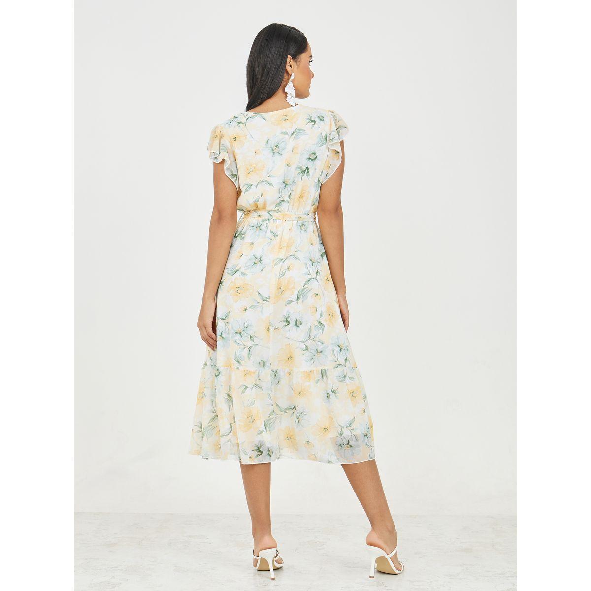 فستان ميدي مطبع بزهور مع اكمام كشكش-women-clothing-dresses-image-4