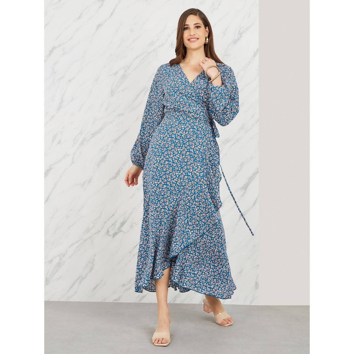 فستان طويل بنمط لف وحواف كشكش-women-clothing-dresses-image-1