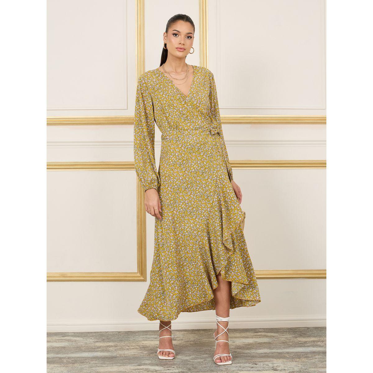 Styli Ditsy Print Ruffle Hem Wrap Maxi Dress-women-clothing-dresses-image-1