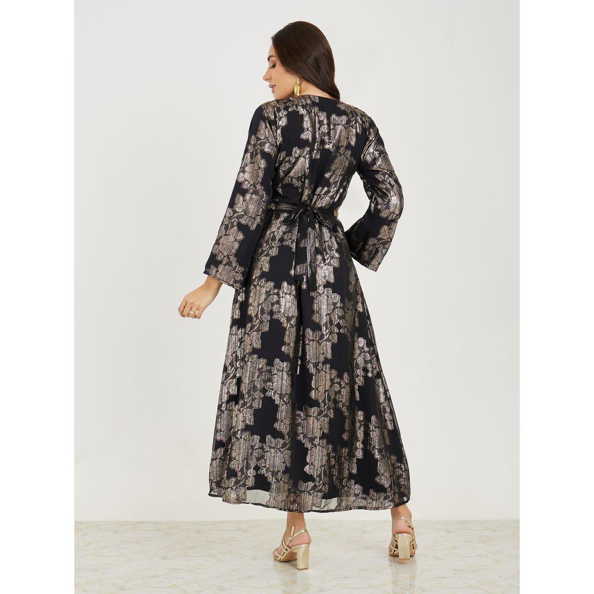 قفطان بتفاصيل مُطرّزة بالخرز مع حزام-women-arabicclothing-kaftan-image-4