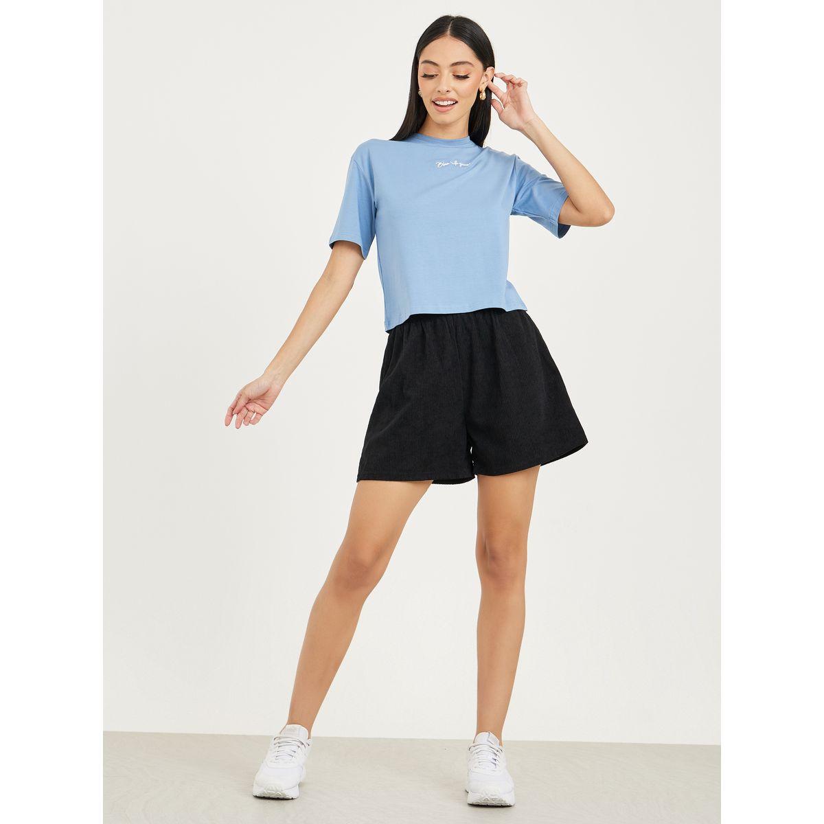 Styli Mid Rise Elasticated Waist Thigh Shorts-women-clothing-bottoms-shorts-image-1