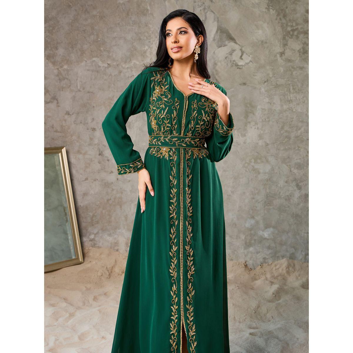 Styli Handwork Beaded Detail Belted Kaftan-women-arabicclothing-kaftan-image-2
