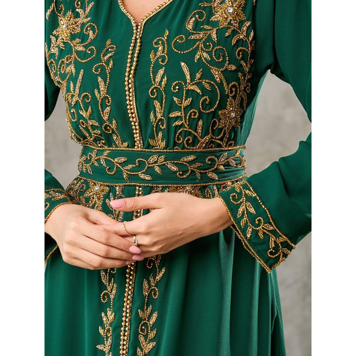 Styli Handwork Beaded Detail Belted Kaftan-women-arabicclothing-kaftan-image-3