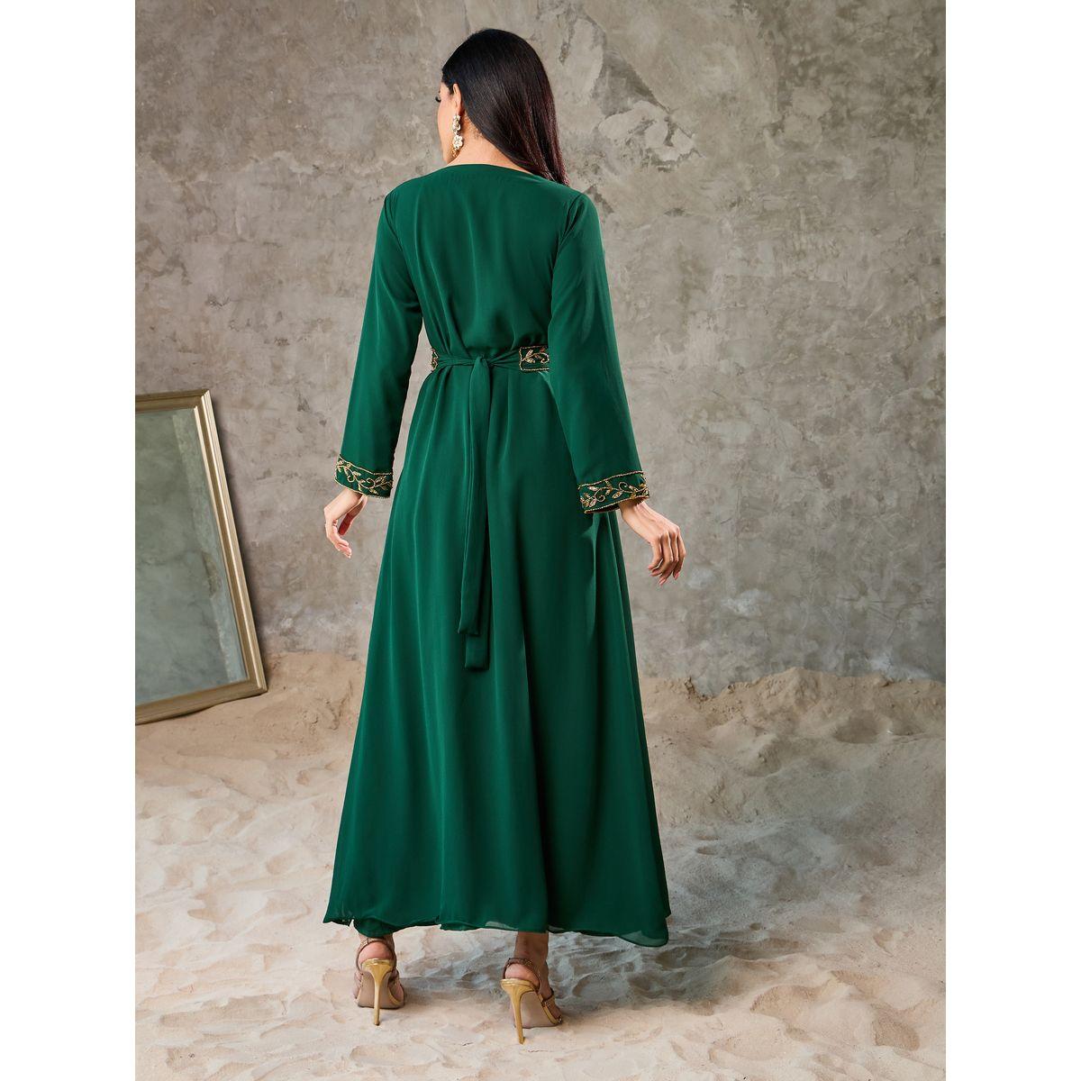 Styli Handwork Beaded Detail Belted Kaftan-women-arabicclothing-kaftan-image-4