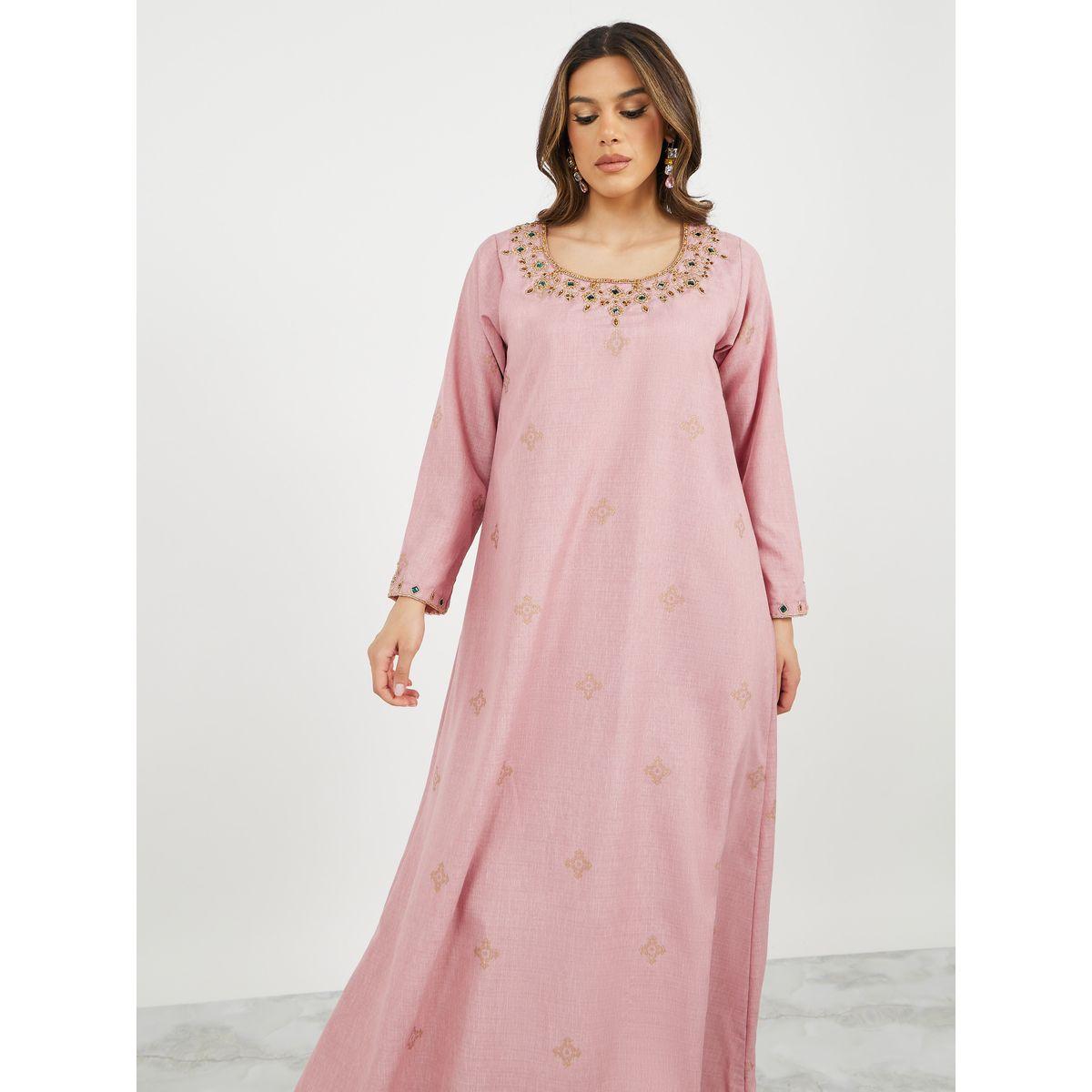 جلابية مطرزة برقبة دائرية-women-arabicclothing-jalabiyas-image-3