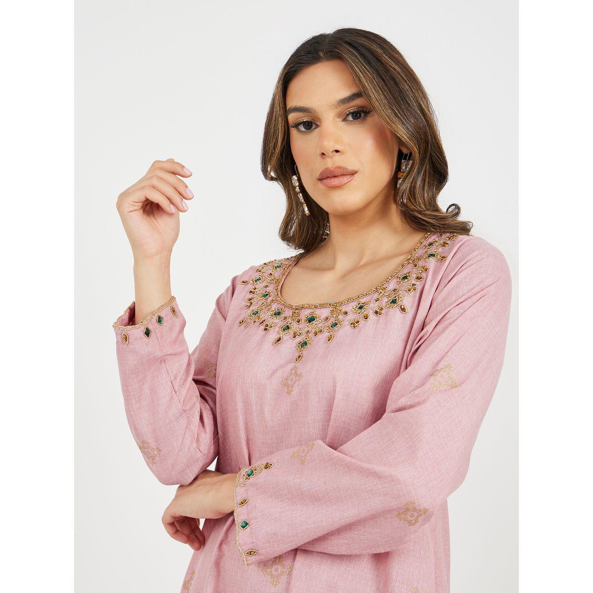 جلابية مطرزة برقبة دائرية-women-arabicclothing-jalabiyas-image-5