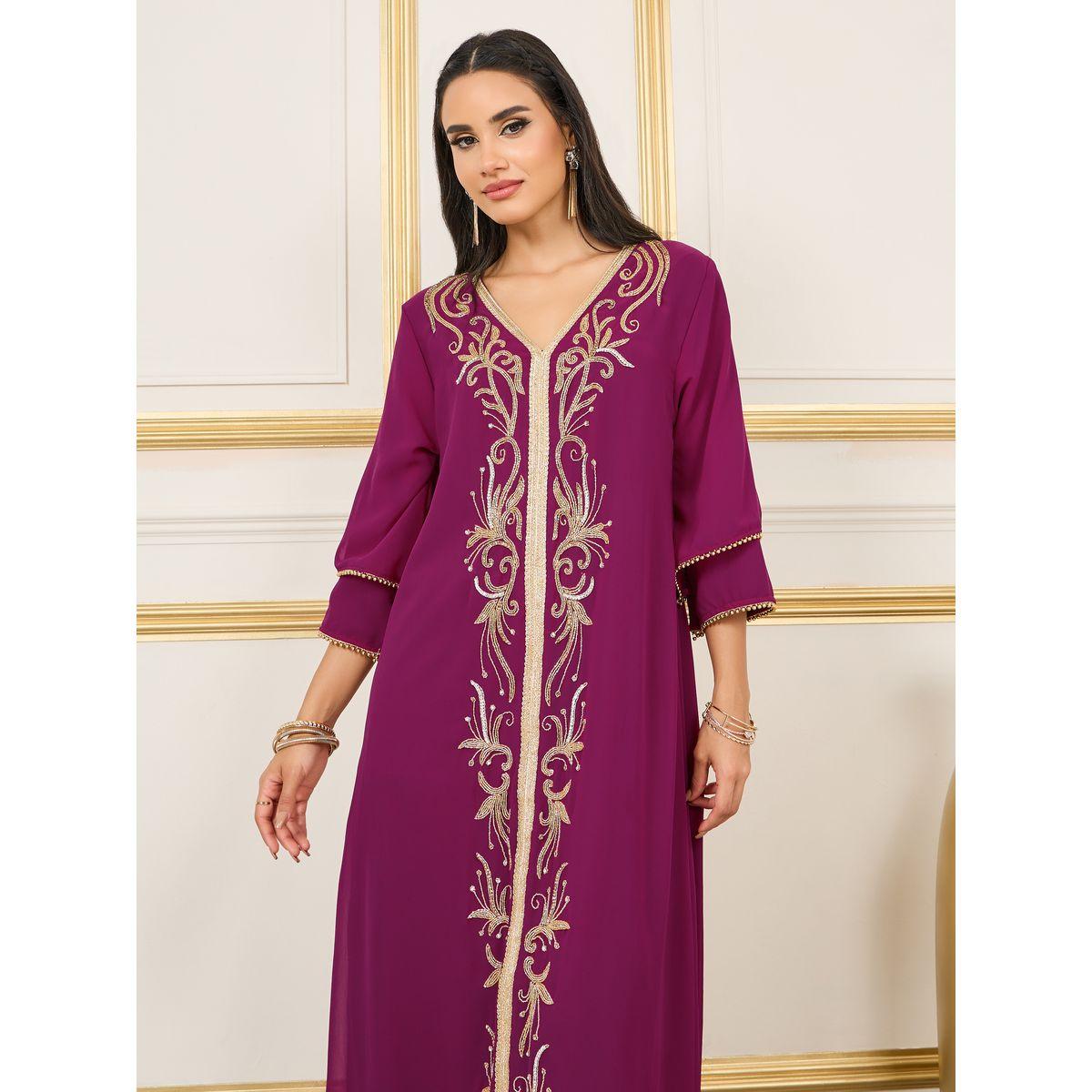 Styli Handwork Beaded Detail Lace Embroidered Kaftan with Layered Sleeves-women-arabicclothing-kaftan-image-2