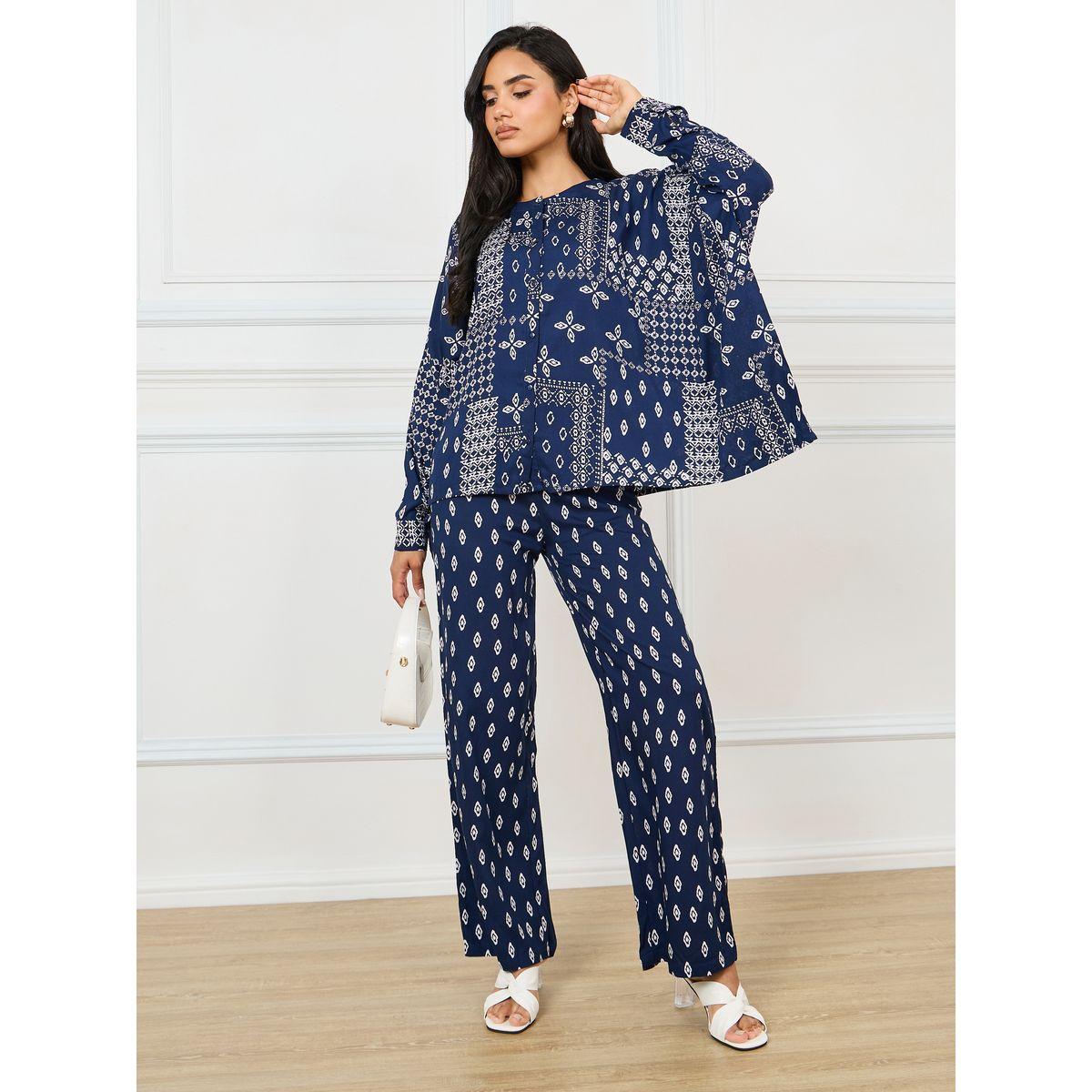 Styli Elevate Bandana Print Relaxed Fit Top & Pants Set-women-clothing-coordsets-image-1