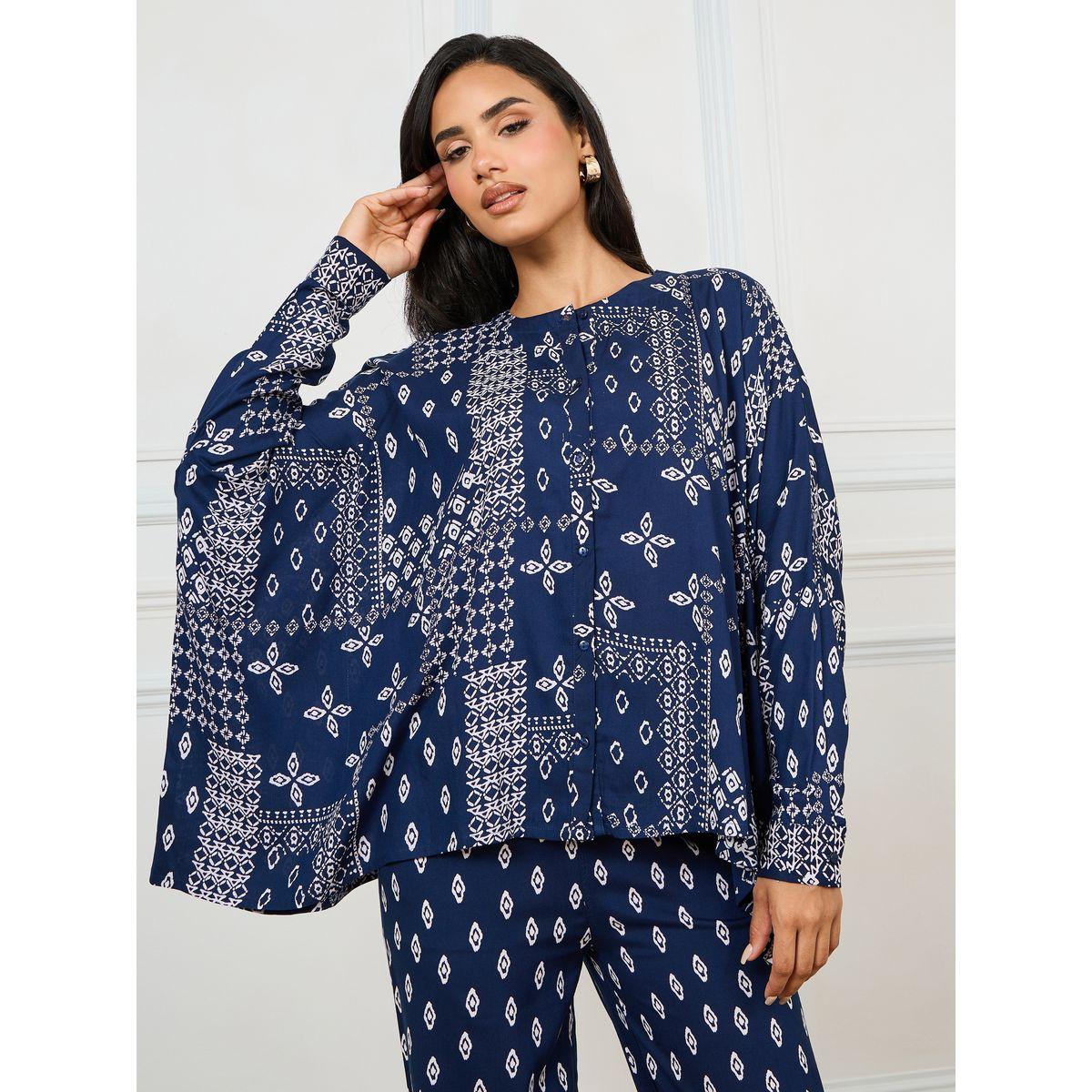 مجموعة من بنطال مع بلوزة بقصة مريحة-women-clothing-coordsets-image-2