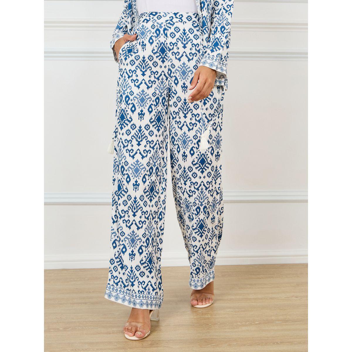 Styli Elevate Geo Print Wrap Top & Straight Pants Set-women-clothing-coordsets-image-5