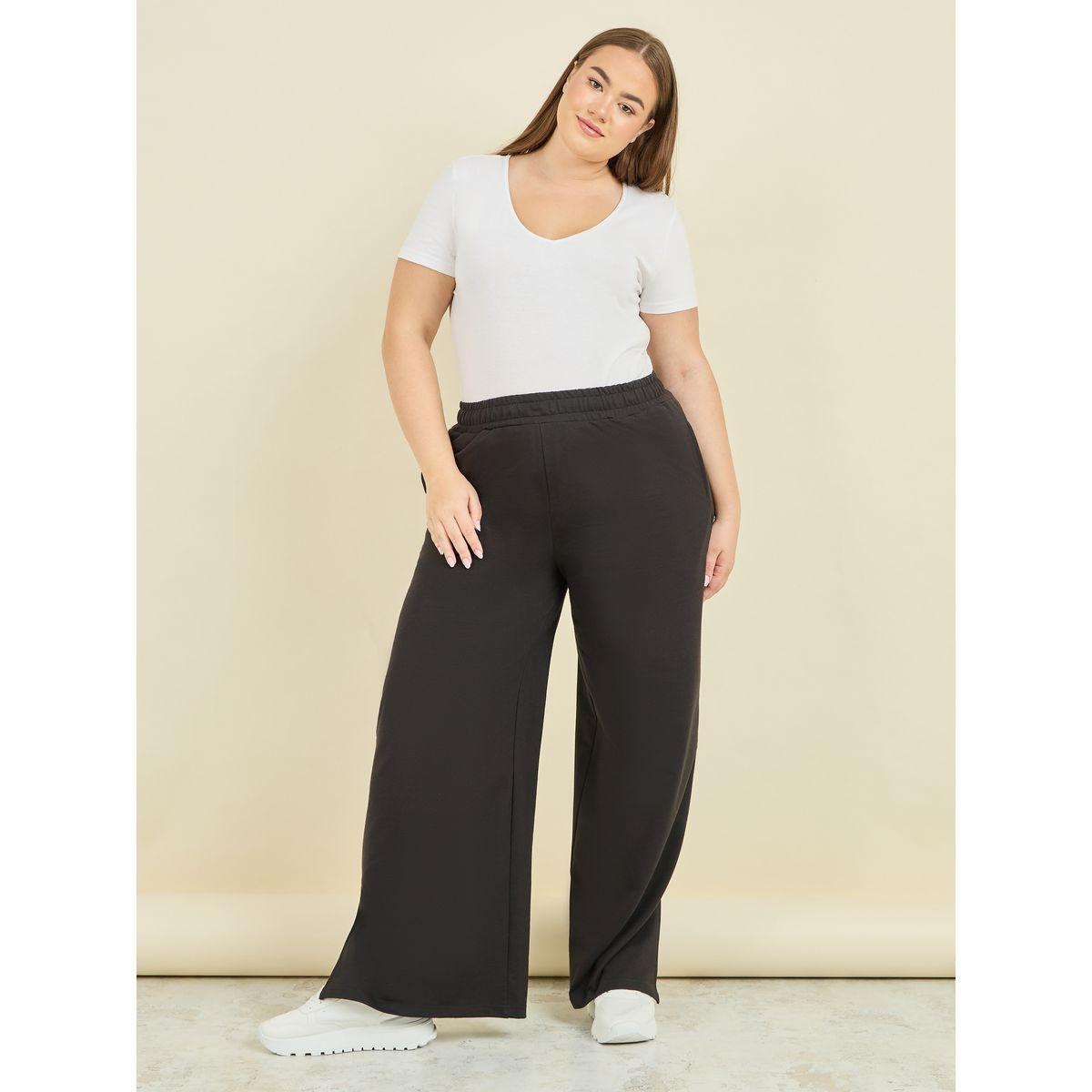 Styli Plus Size Mid Rise Terry Joggers with Side Slit-women-clothing-bottoms-joggers-image-2