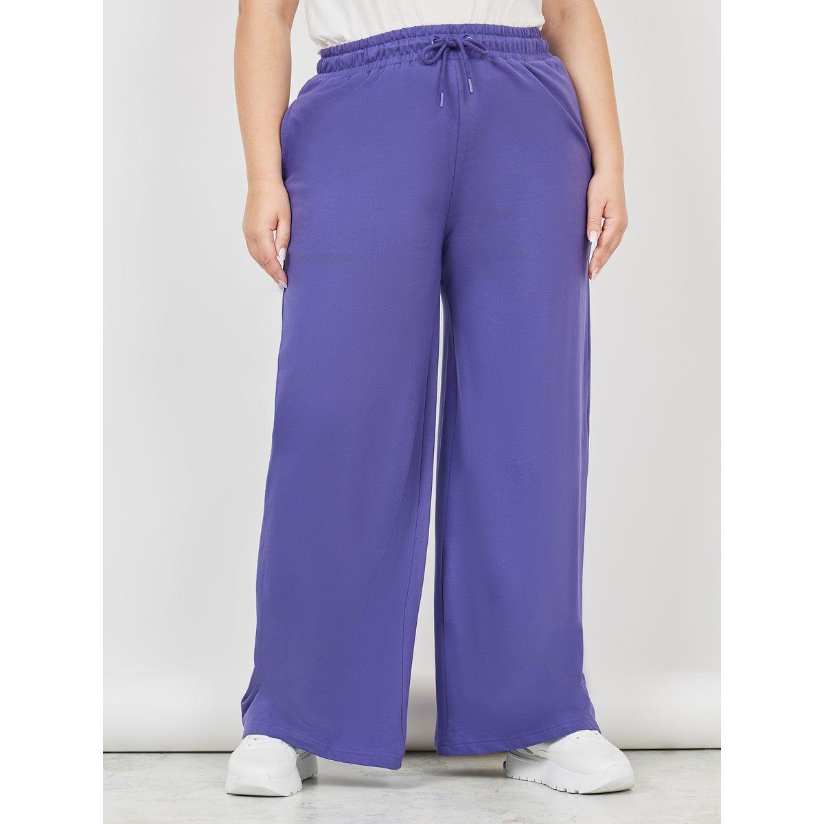 Styli Plus Solid Skater Fit Wide Leg Joggers-women-clothing-bottoms-joggers-image-1