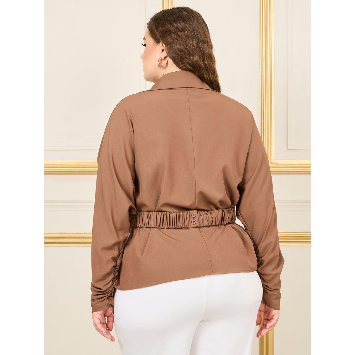 Styli Plus Asymmetric Hem Collared Wrap Top-women-clothing-shirtsandblouses-blouses-image-4