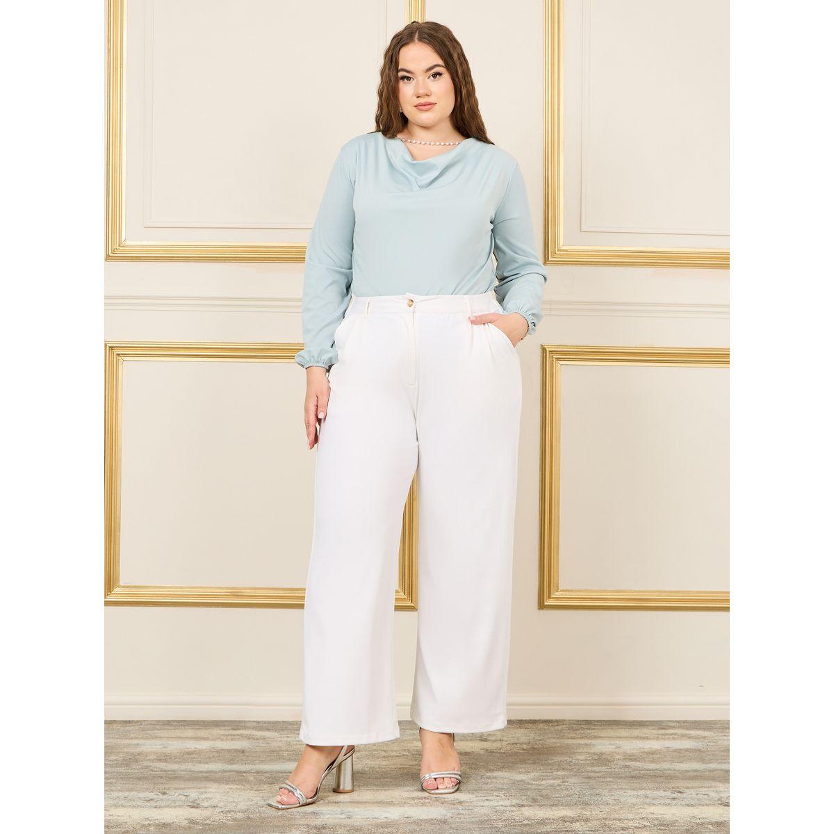 بلوزة بمقاس كبير وياقة منسدلة-women-clothing-shirtsandblouses-blouses-image-2