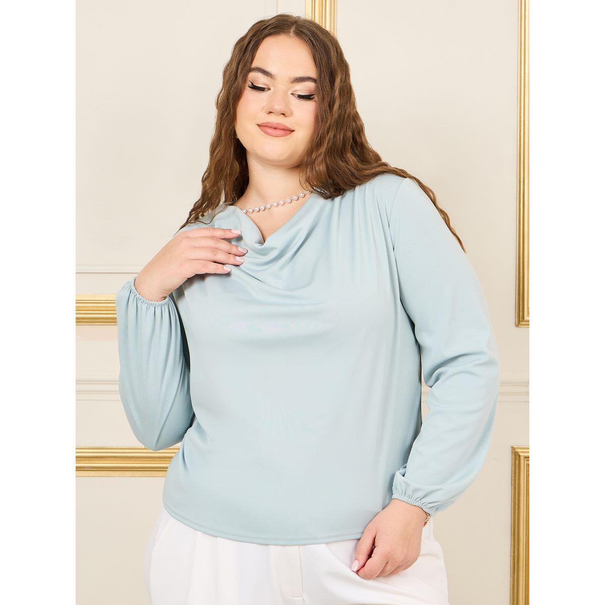 بلوزة بمقاس كبير وياقة منسدلة-women-clothing-shirtsandblouses-blouses-image-3