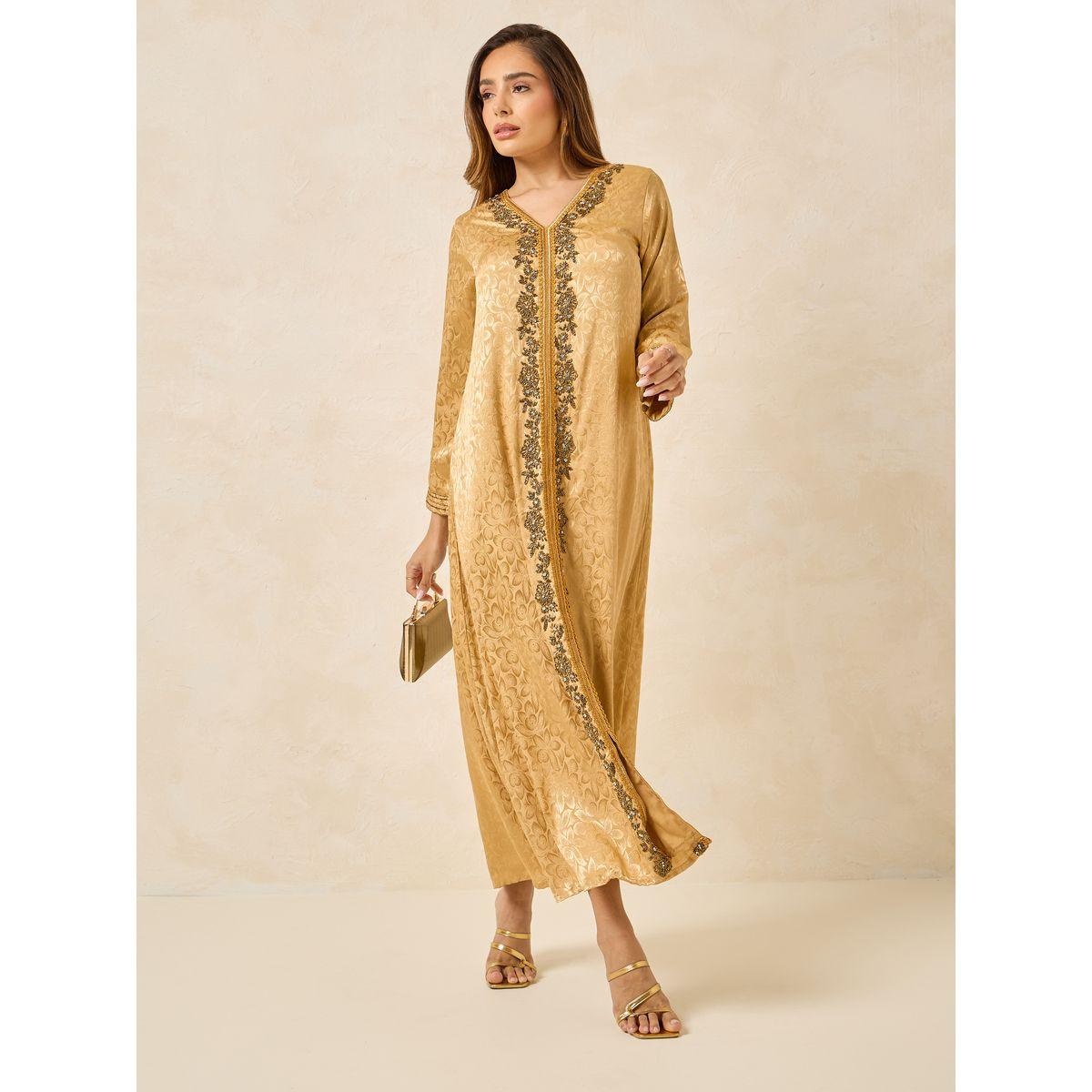 Styli Jacquard Beaded Kaftan-women-arabicclothing-kaftan-image-1