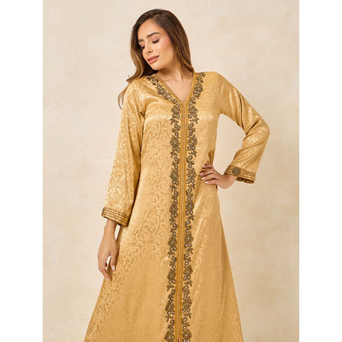 قفطان جاكار مزين بالخرز-women-arabicclothing-kaftan-image-2