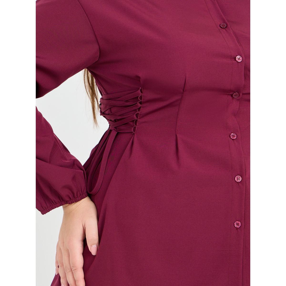 Styli Plus Side Tie Up Button Down Shirt-women-clothing-shirtsandblouses-shirts-image-3