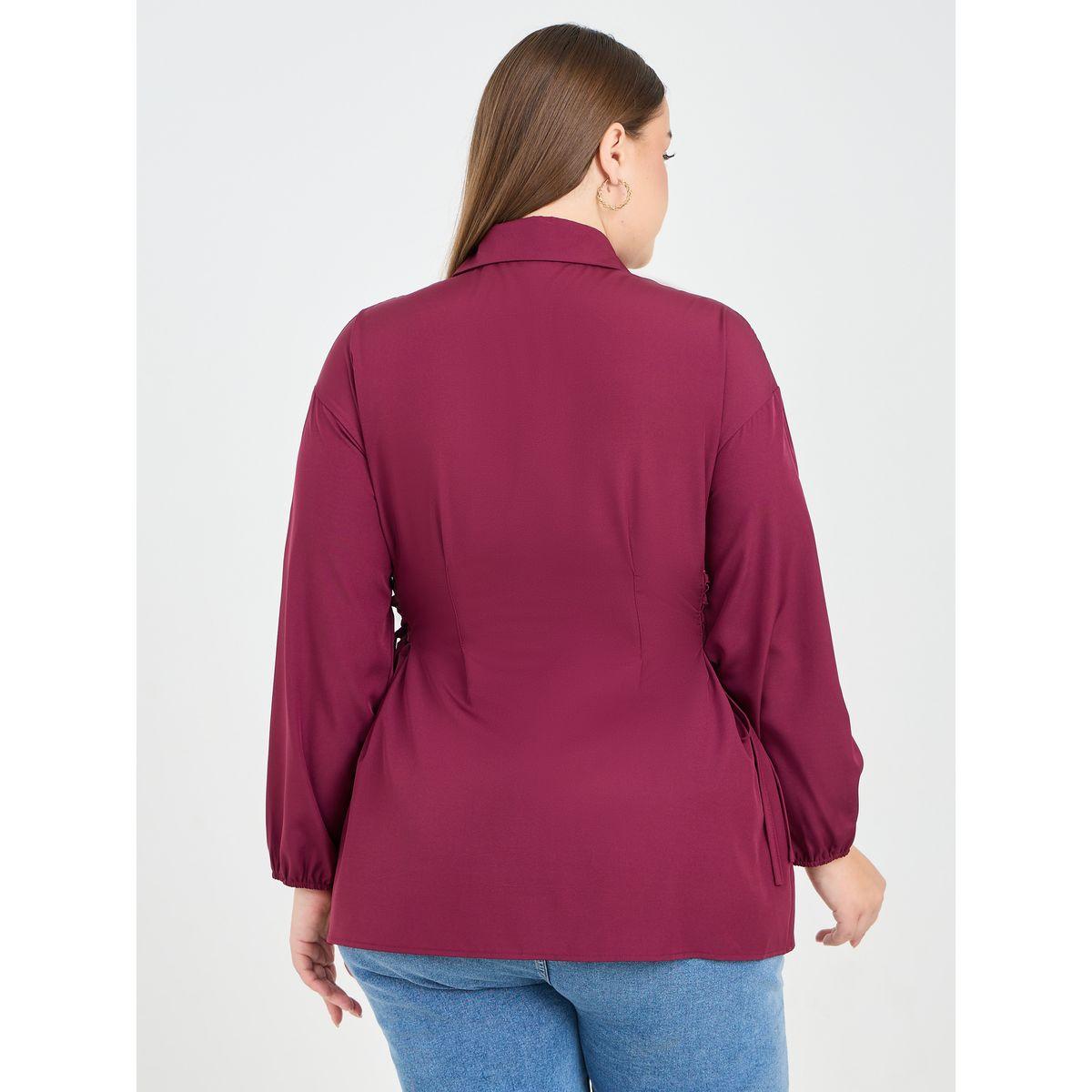 Styli Plus Side Tie Up Button Down Shirt-women-clothing-shirtsandblouses-shirts-image-4