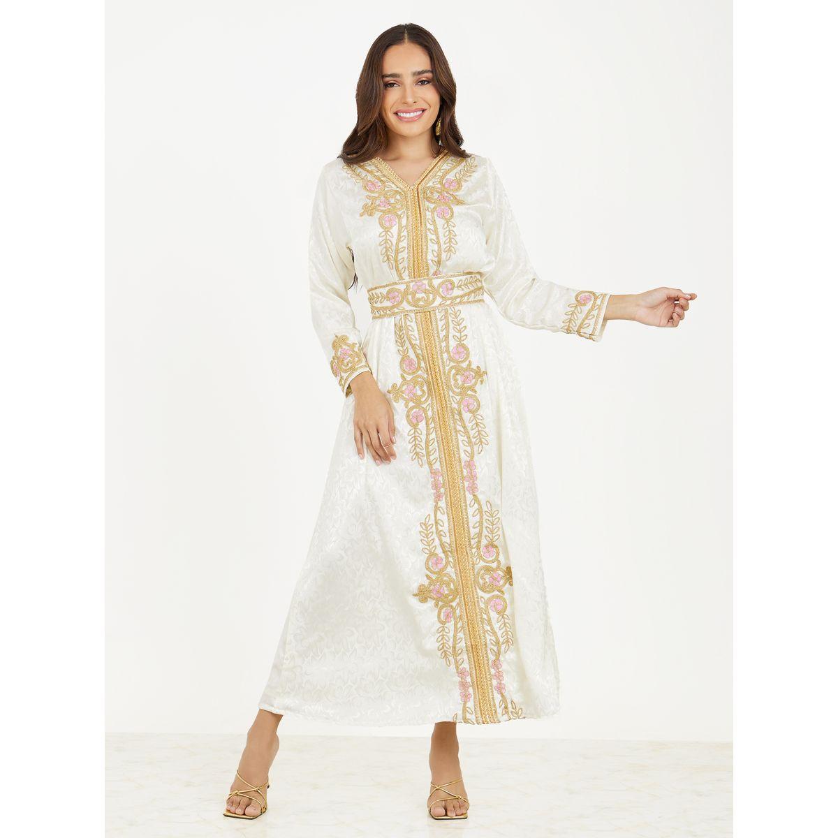 Styli Jacquard Hand Embroidered Kaftan-women-arabicclothing-kaftan-image-1