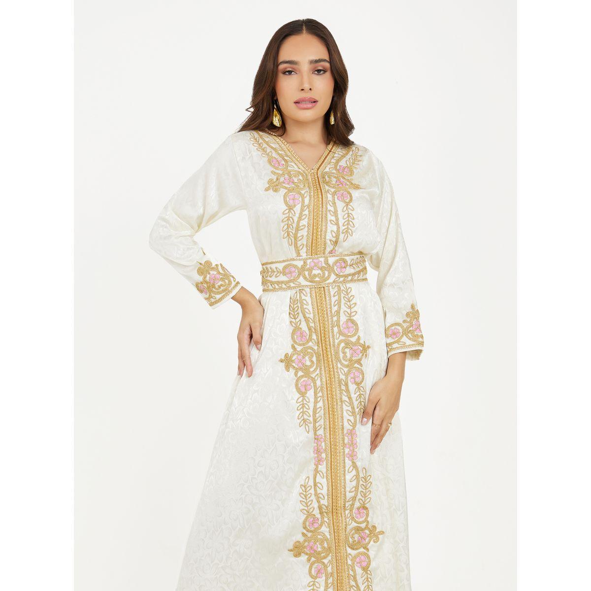 Styli Jacquard Hand Embroidered Kaftan-women-arabicclothing-kaftan-image-2