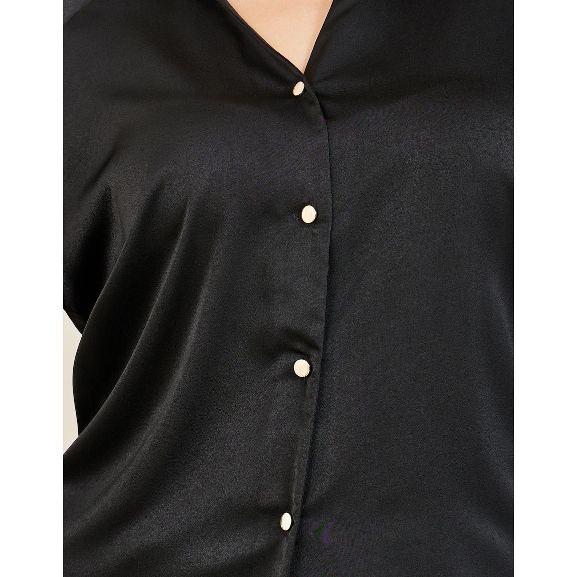 Styli Plus Satin V Neck Collared Long Sleeve Shirt-women-clothing-shirtsandblouses-shirts-image-4