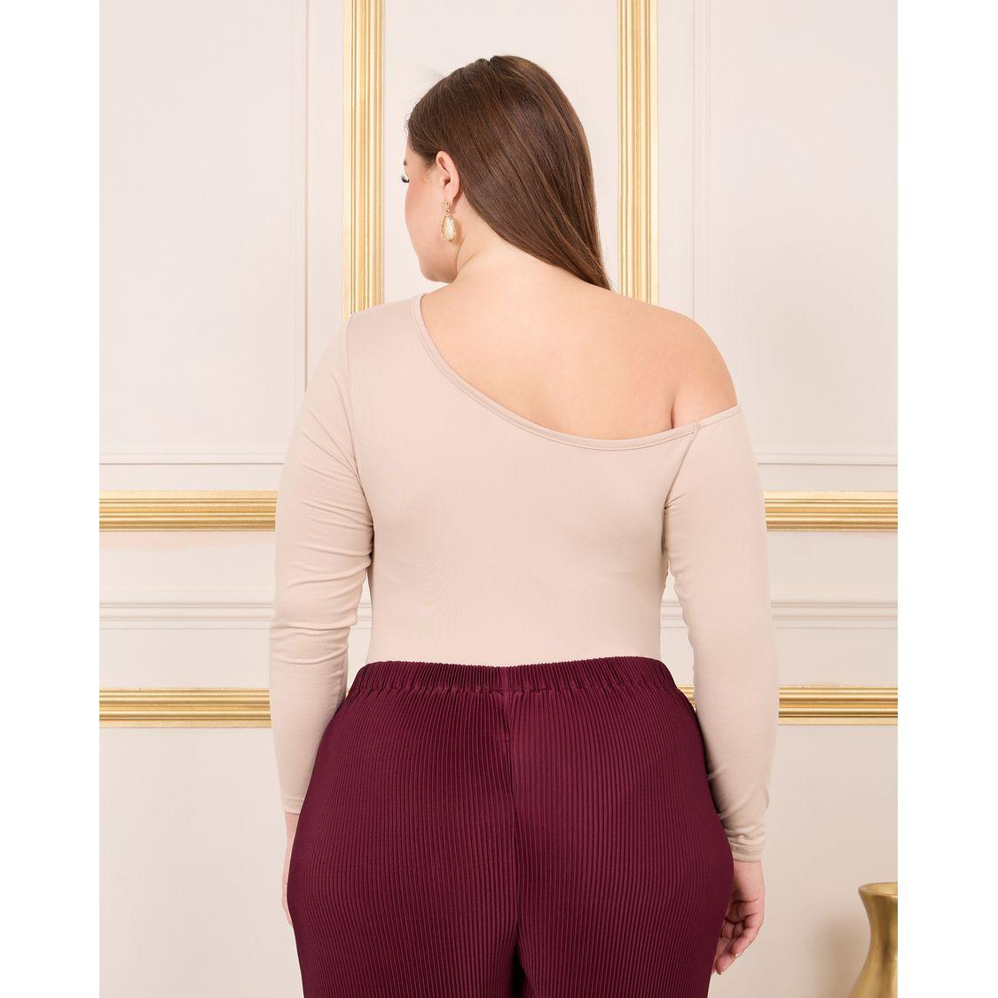 Styli Plus Asymmetric Neck Ruched Detail Bodysuit-women-clothing-shirtsandblouses-blouses-image-5