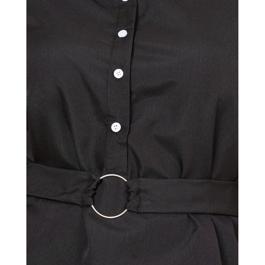 Styli Plus Button Down Ring Buckle Waist Shirt-women-clothing-shirtsandblouses-shirts-image-3
