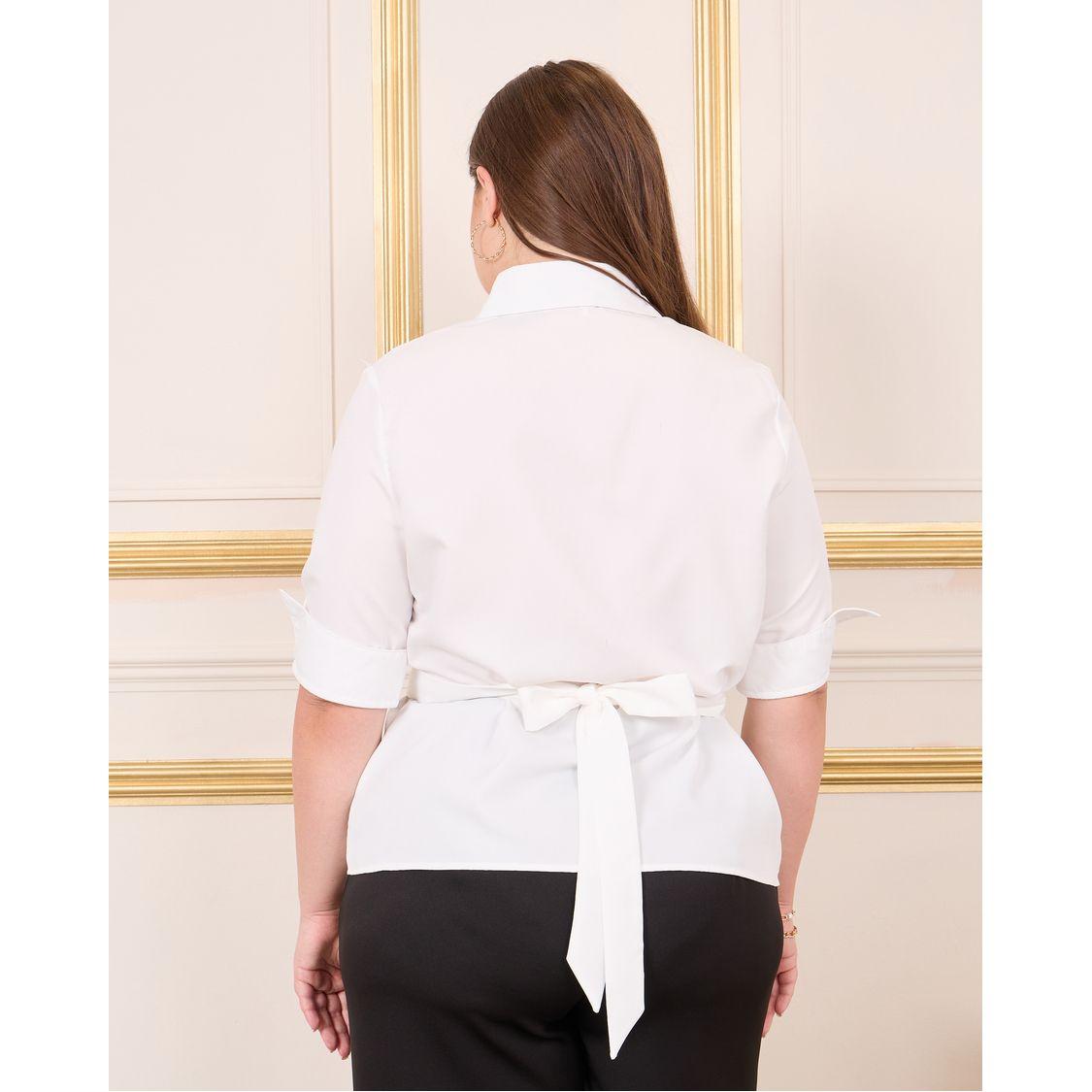 Styli Plus Button Down Ring Buckle Waist Shirt-women-clothing-shirtsandblouses-shirts-image-4