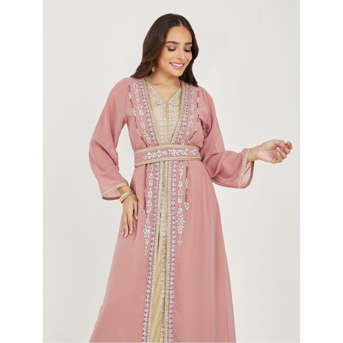 Styli Hand Embroidered Beaded Kaftan & Under Dress Set-women-arabicclothing-kaftan-image-3