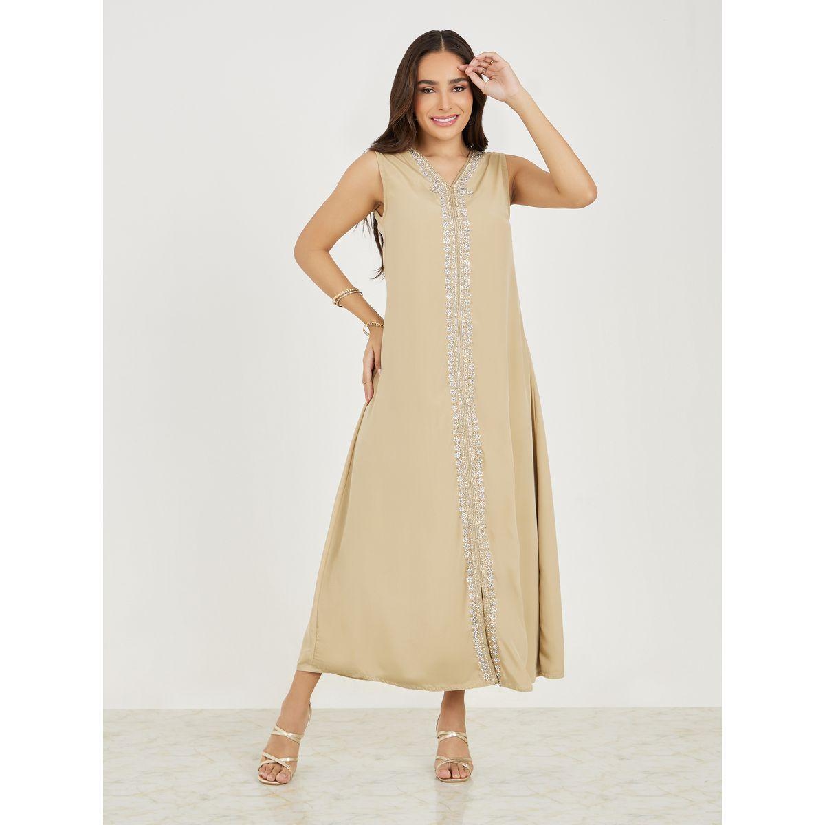 Styli Hand Embroidered Beaded Kaftan & Under Dress Set-women-arabicclothing-kaftan-image-4