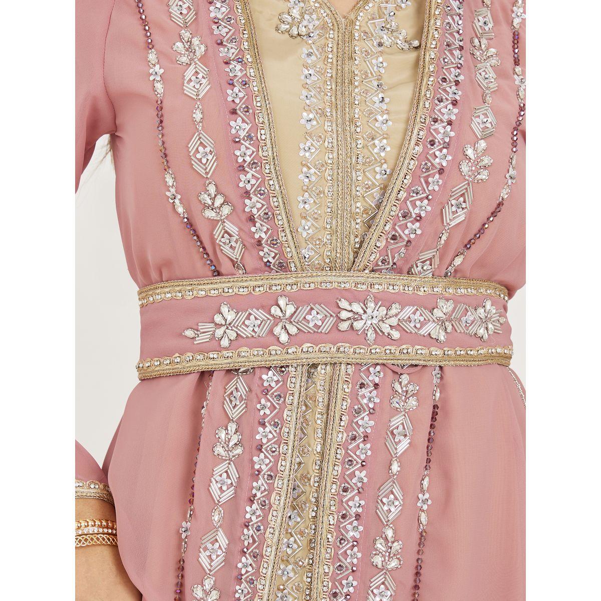Styli Hand Embroidered Beaded Kaftan & Under Dress Set-women-arabicclothing-kaftan-image-5