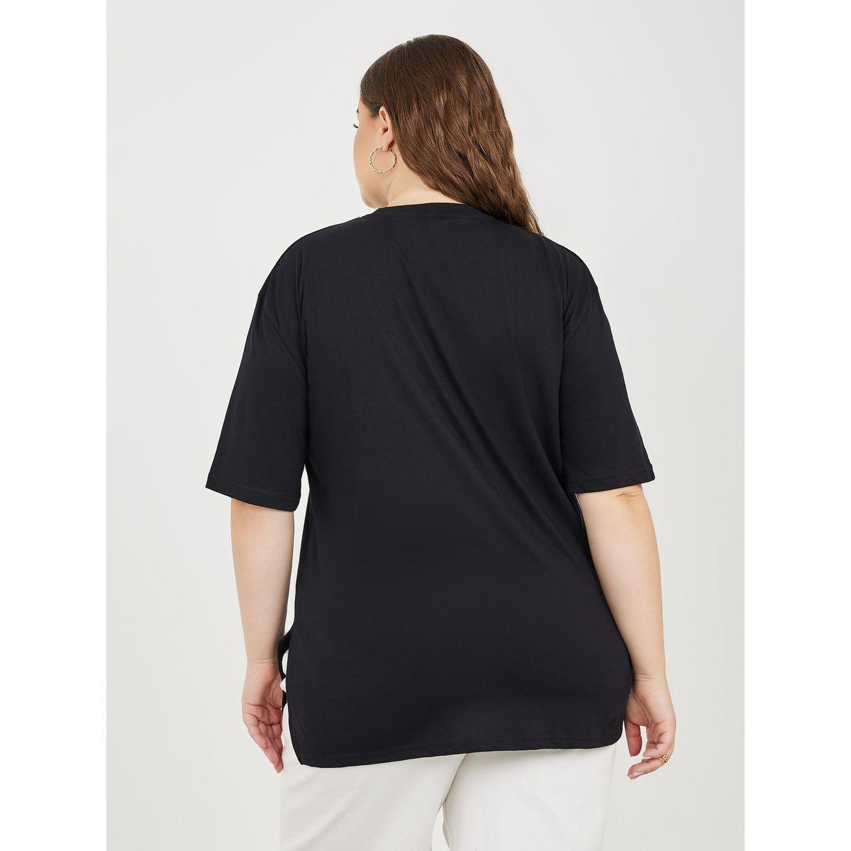 Styli Plus Oversized Floral Print Longline T-shirt with Side Slit-women-clothing-tshirts-image-5