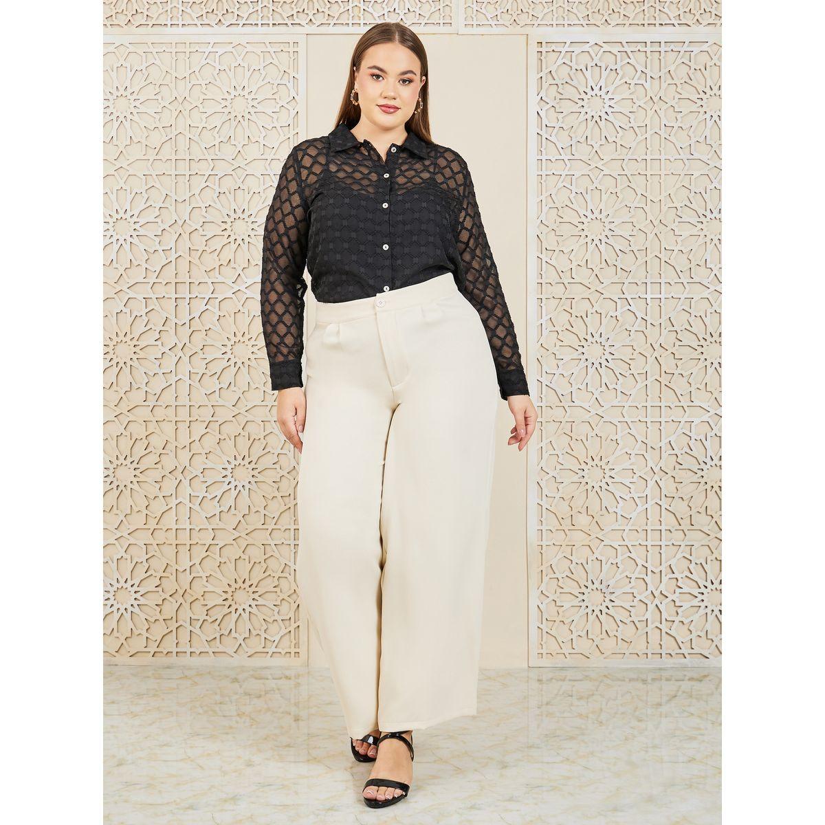 Styli Plus Dobby Texture Sheer Regular Fit Shirt-women-clothing-shirtsandblouses-shirts-image-3