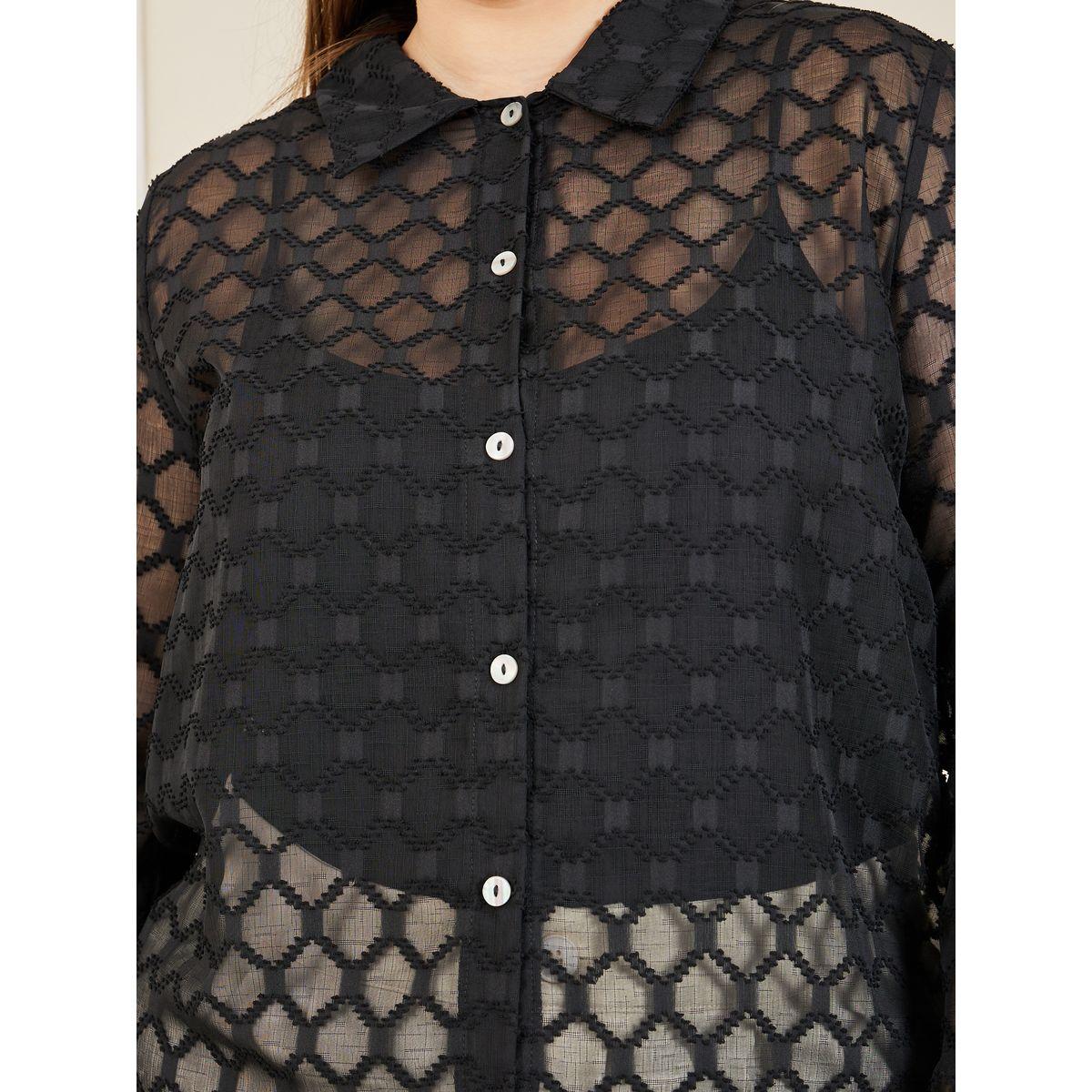 Styli Plus Dobby Texture Sheer Regular Fit Shirt-women-clothing-shirtsandblouses-shirts-image-4