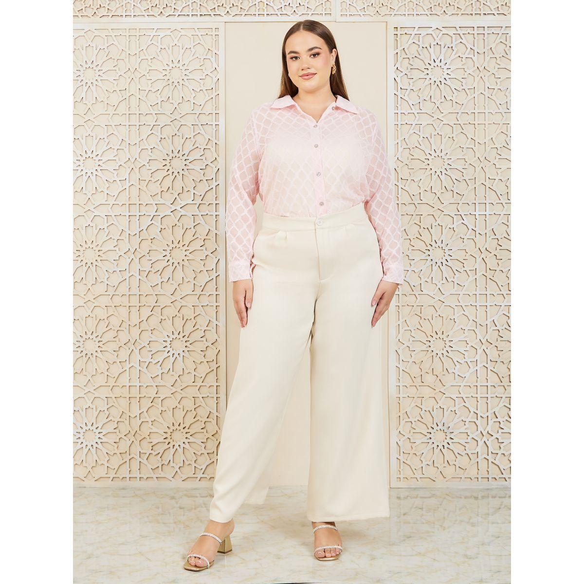 Styli Plus Dobby Texture Sheer Regular Fit Shirt-women-clothing-shirtsandblouses-shirts-image-3