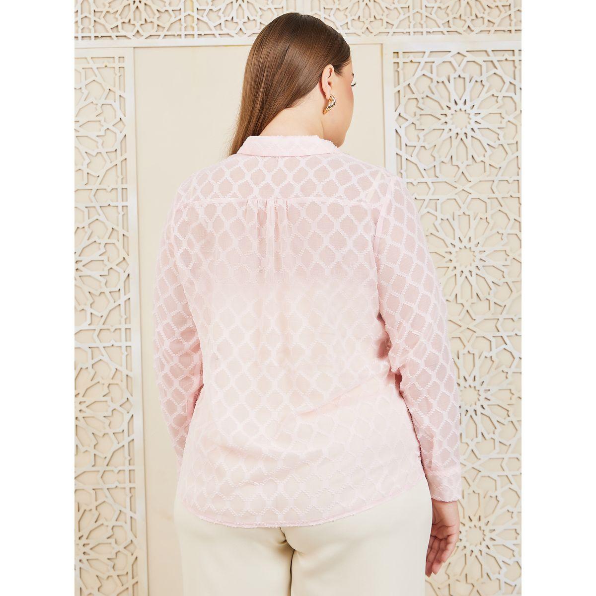 Styli Plus Dobby Texture Sheer Regular Fit Shirt-women-clothing-shirtsandblouses-shirts-image-5