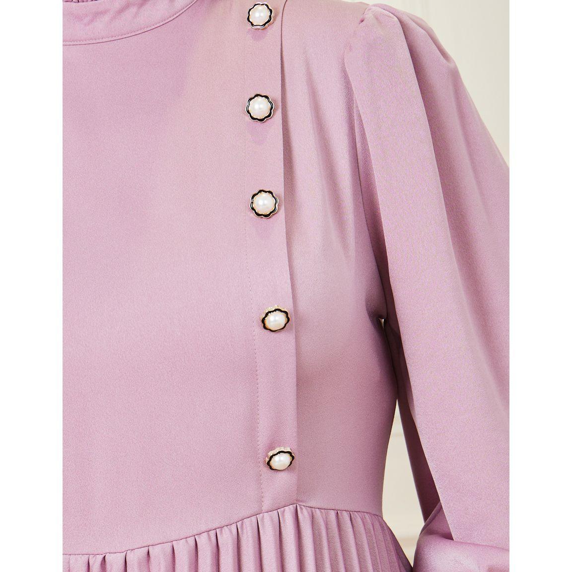 Styli Plus Accordion Pleat Button Detail High Neck A-Line Maxi Dress-women-clothing-dresses-image-4